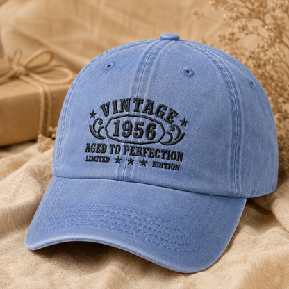 Vintage 1956 Aged To Perfection Washed Cap, Limited Edition Birthday Gift - Washed Cap - lifestyle view 5