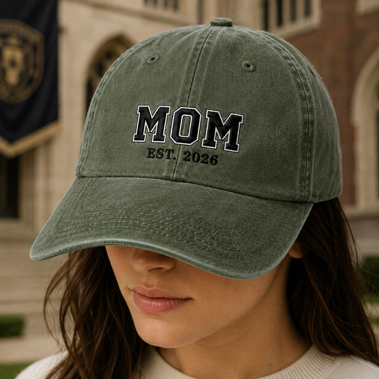 Mom Est. 2026 Washed Cap, Embroidered New Mom Baseball Hat Gift - Washed Cap - lifestyle view 7