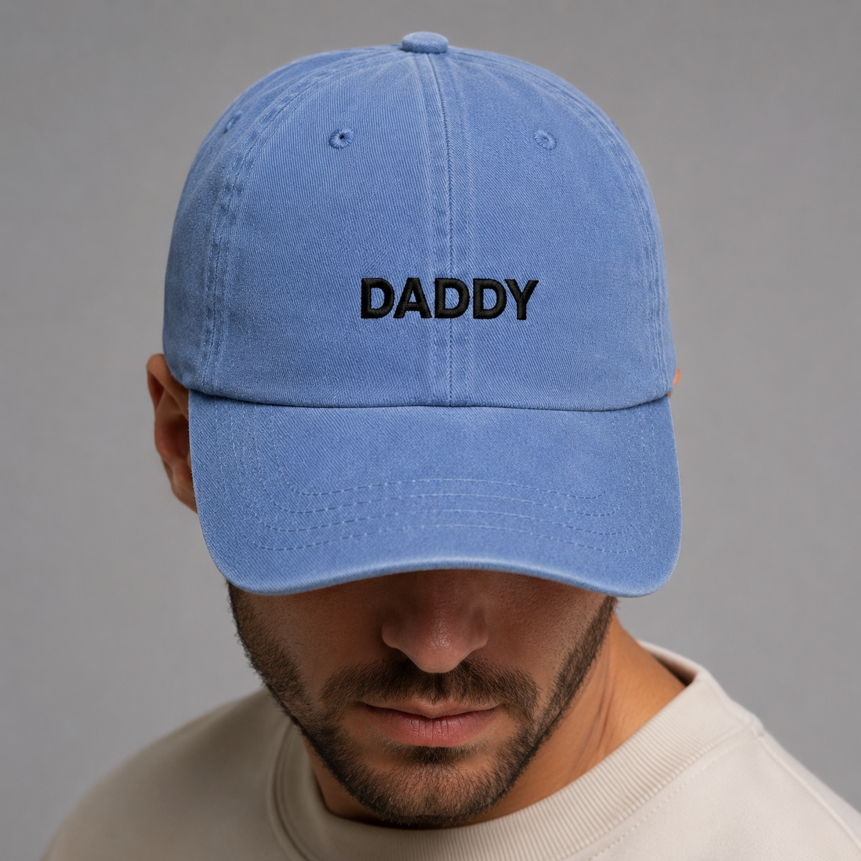 Daddy Embroidered Washed Cap, Funny Dad Hat Gift for Father's Day - Washed Cap - lifestyle view 3