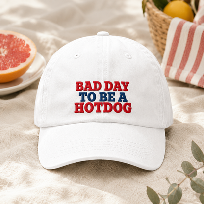 Bad Day To Be A Hotdog Washed Cap, Funny Cookout Hat for Bbq Fans - washed cap - lifestyle view 3