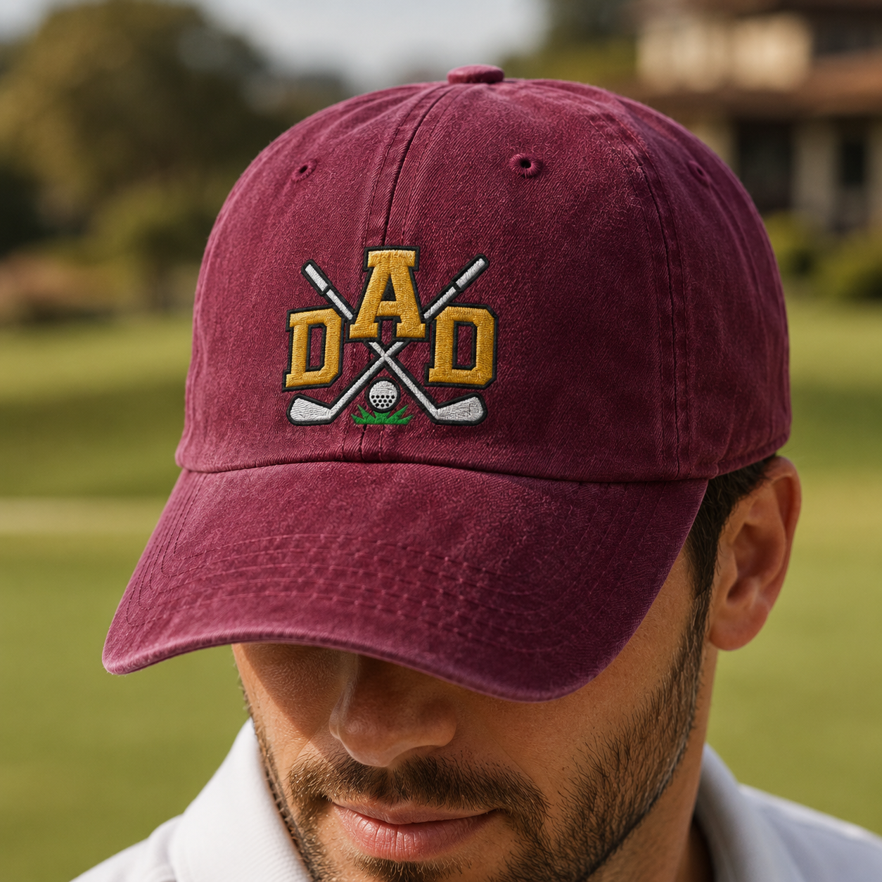 Dad Golf Washed Cap, Embroidered Golf Clubs Hat, Father's Day Gift for Dad - Washed Cap - lifestyle view 3