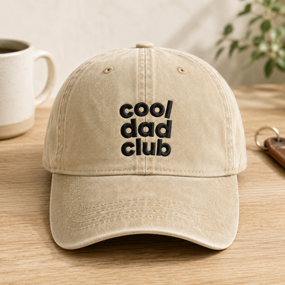Cool Dad Club Washed Cap, Father's Day Gift for Dads - Washed Cap - front view