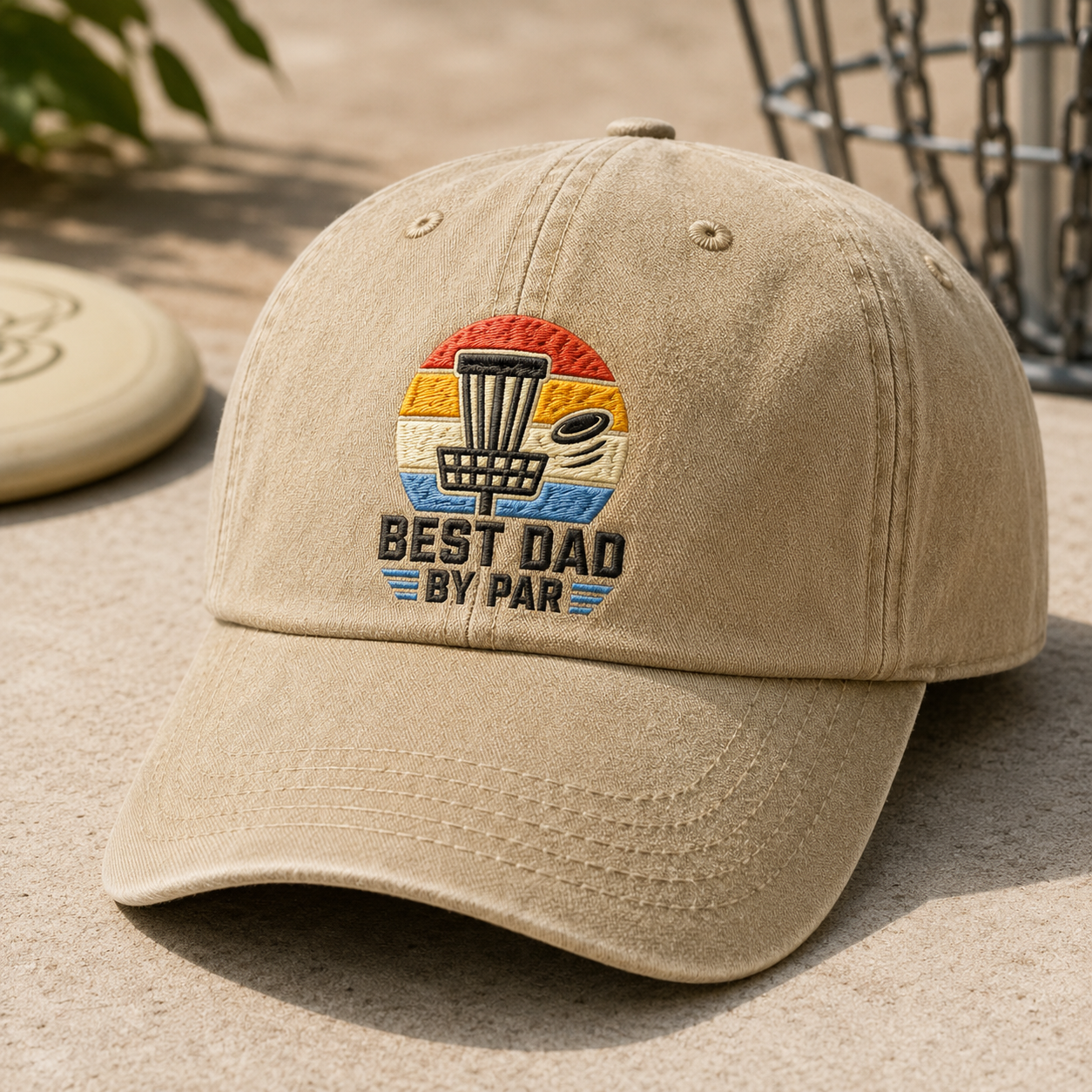Best Dad By Par Washed Cap, Disc Golf Dad Hat, Father's Day Gift - Washed Cap - detail view