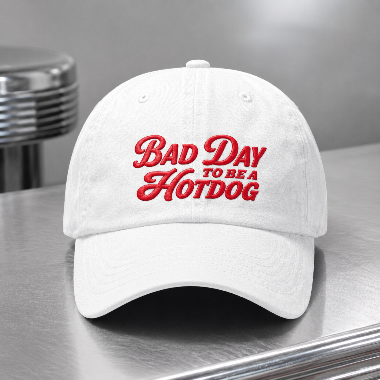 Bad Day To Be A Hotdog Washed Cap, Funny Diner Hat - washed cap - lifestyle view 3