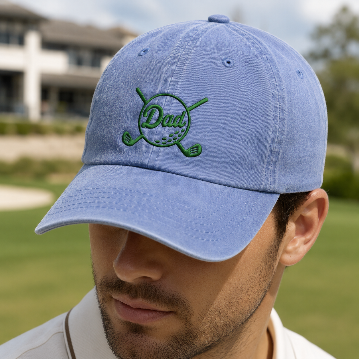 Dad Golf Washed Cap, Embroidered Clubs Hat for Father's Day - Washed Cap - lifestyle view 3