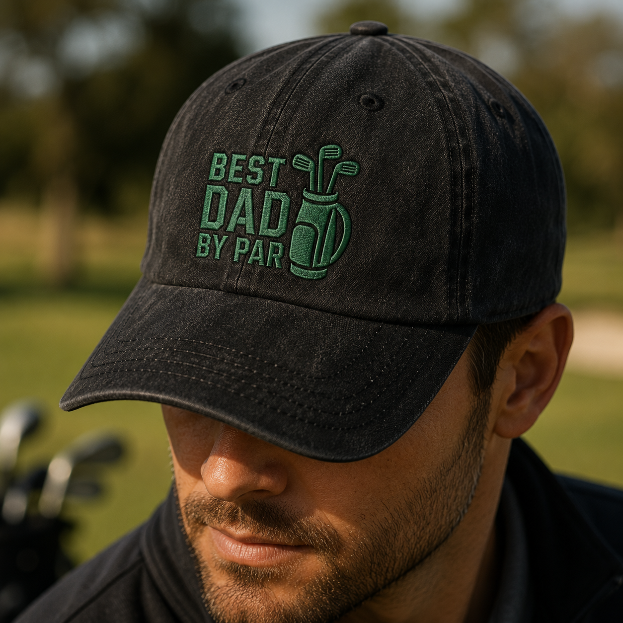 Dad By Par Golf Washed Cap, Father's Day Gift for Golfer Dads - Washed Cap - lifestyle view 4