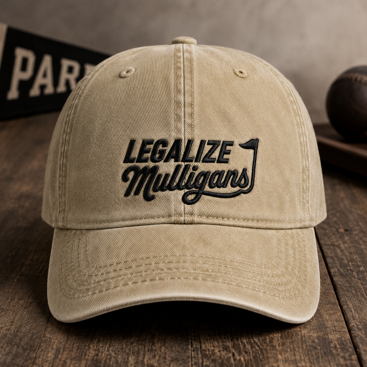 Legalize Mulligans Golf Washed Cap, Funny Golfer Hat - Washed Cap - front view