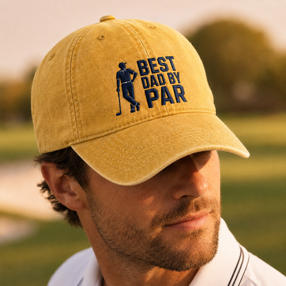Dad By Par Washed Cap, Funny Golfer Father's Day Hat - Washed Cap - lifestyle view 4