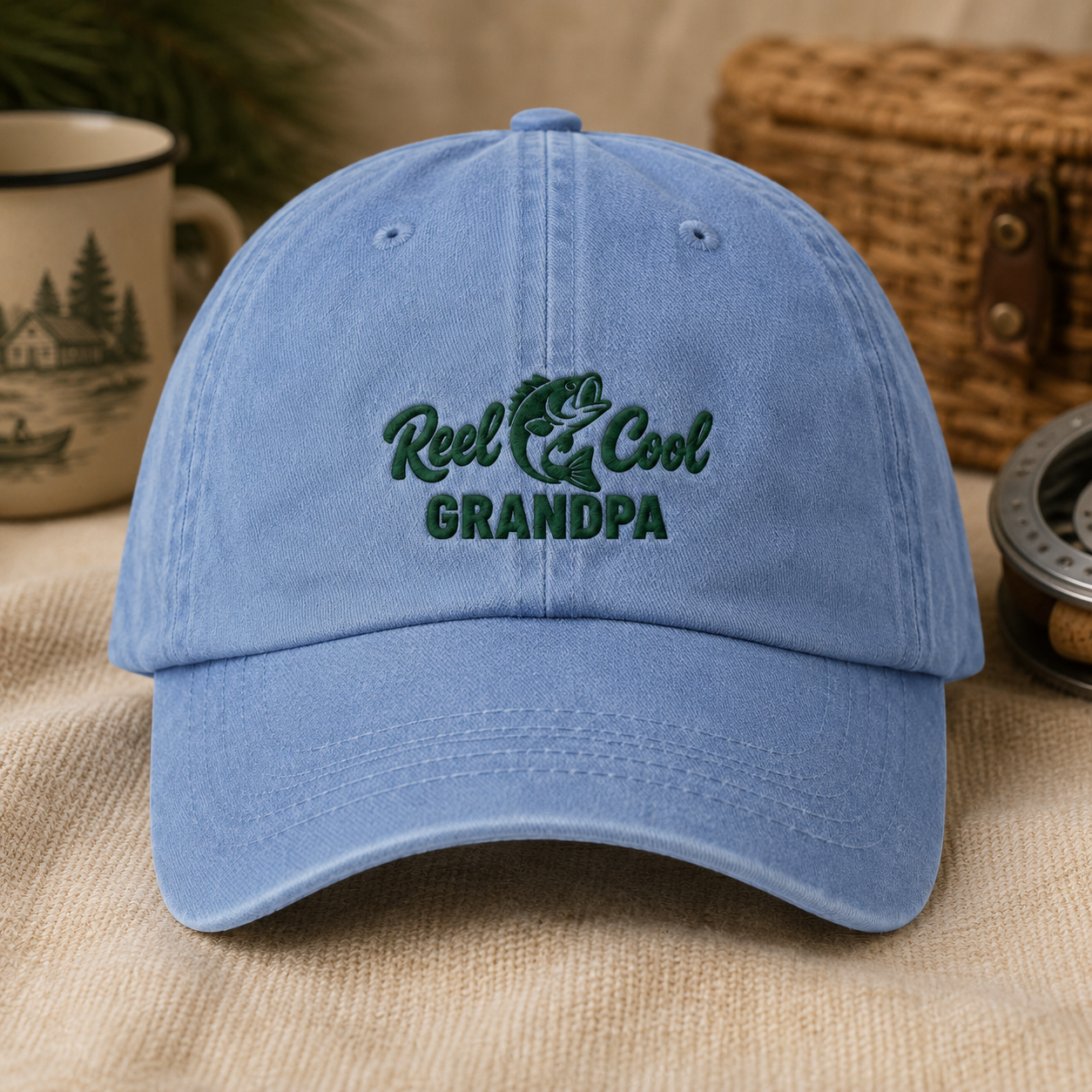 Reel Cool Grandpa Washed Cap, Fishing Grandpa Hat for Father's Day - Washed Cap - lifestyle view 2