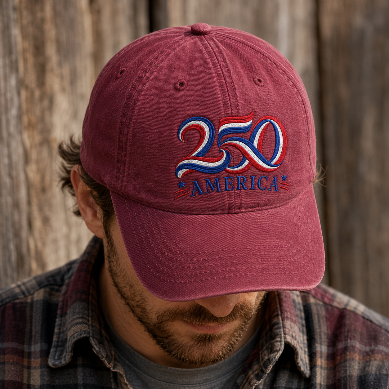 250 America Washed Cap, Patriotic 250th Anniversary USA Hat - washed cap - lifestyle view 6