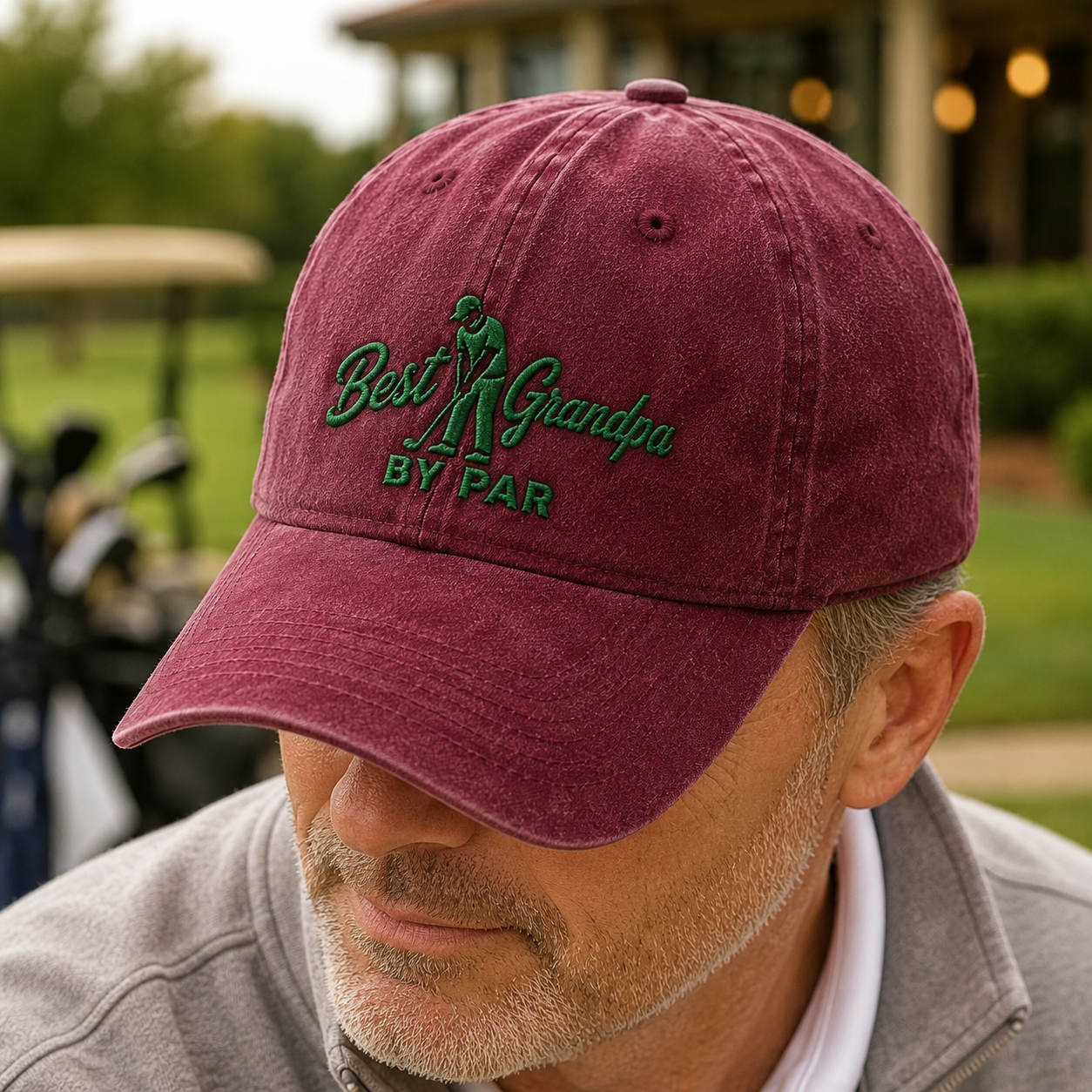 Best Grandpa By Par Golf Washed Cap, Father's Day Hat for Grandpa Golfer - Washed Cap - lifestyle view 3