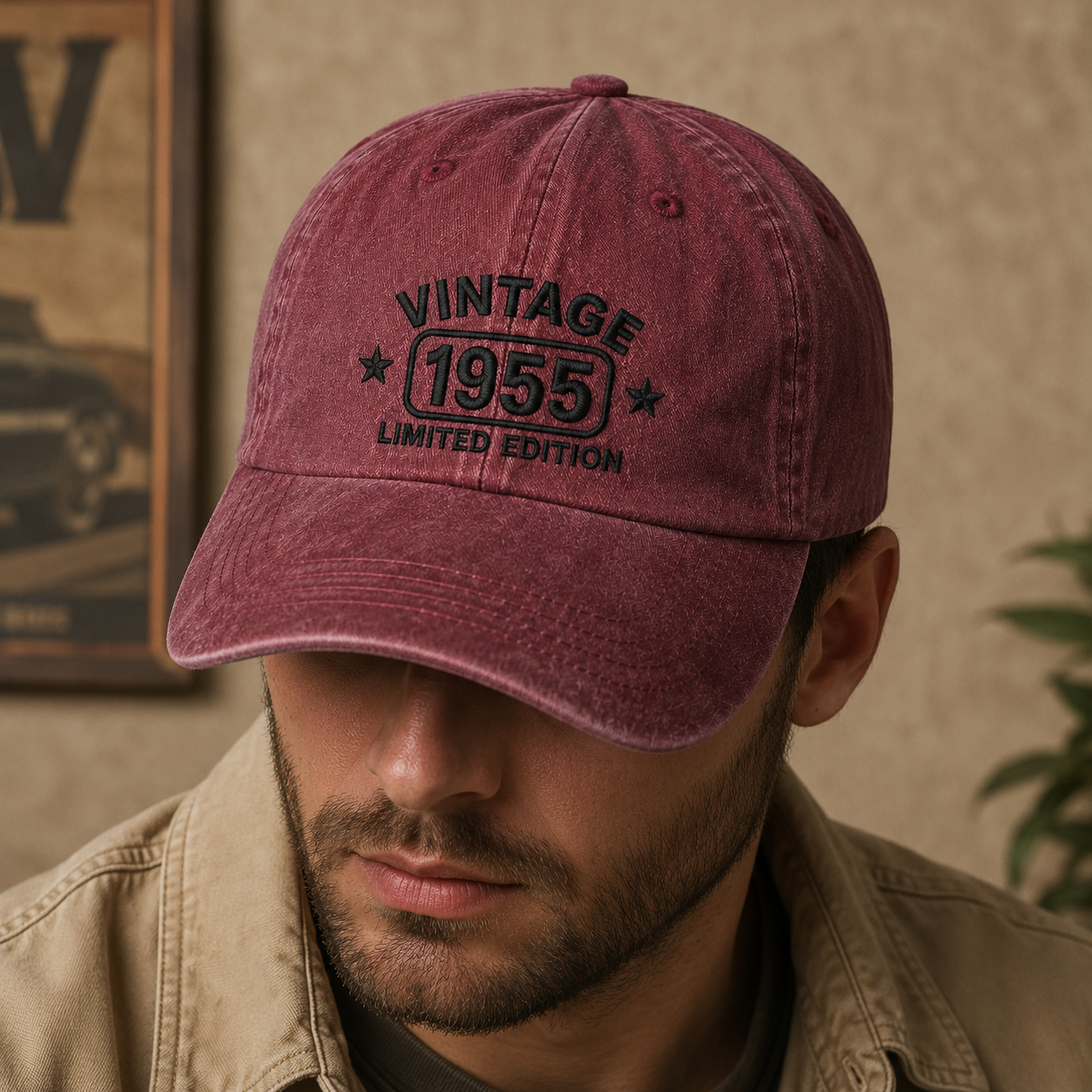 Vintage 1955 Limited Edition Washed Cap, 70th Birthday Hat for Men Women - Washed Cap - lifestyle view 6