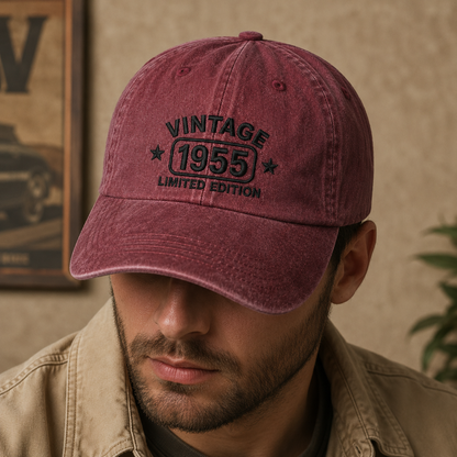 Vintage 1955 Limited Edition Washed Cap, 70th Birthday Hat for Men Women - Washed Cap - lifestyle view 6