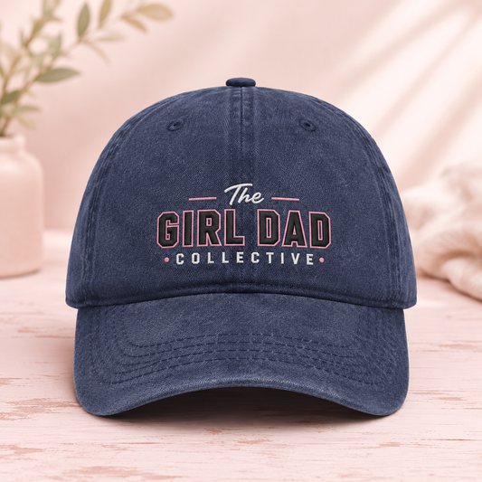 The Girl Dad Collective Washed Cap, Proud Dad Hat for Father's Day Gift - Washed Cap - front view