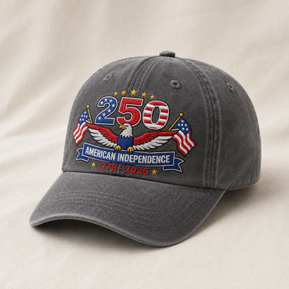 250 American Independence Washed Cap, 1776-2026 Patriotic Eagle Hat - washed cap - lifestyle view 5