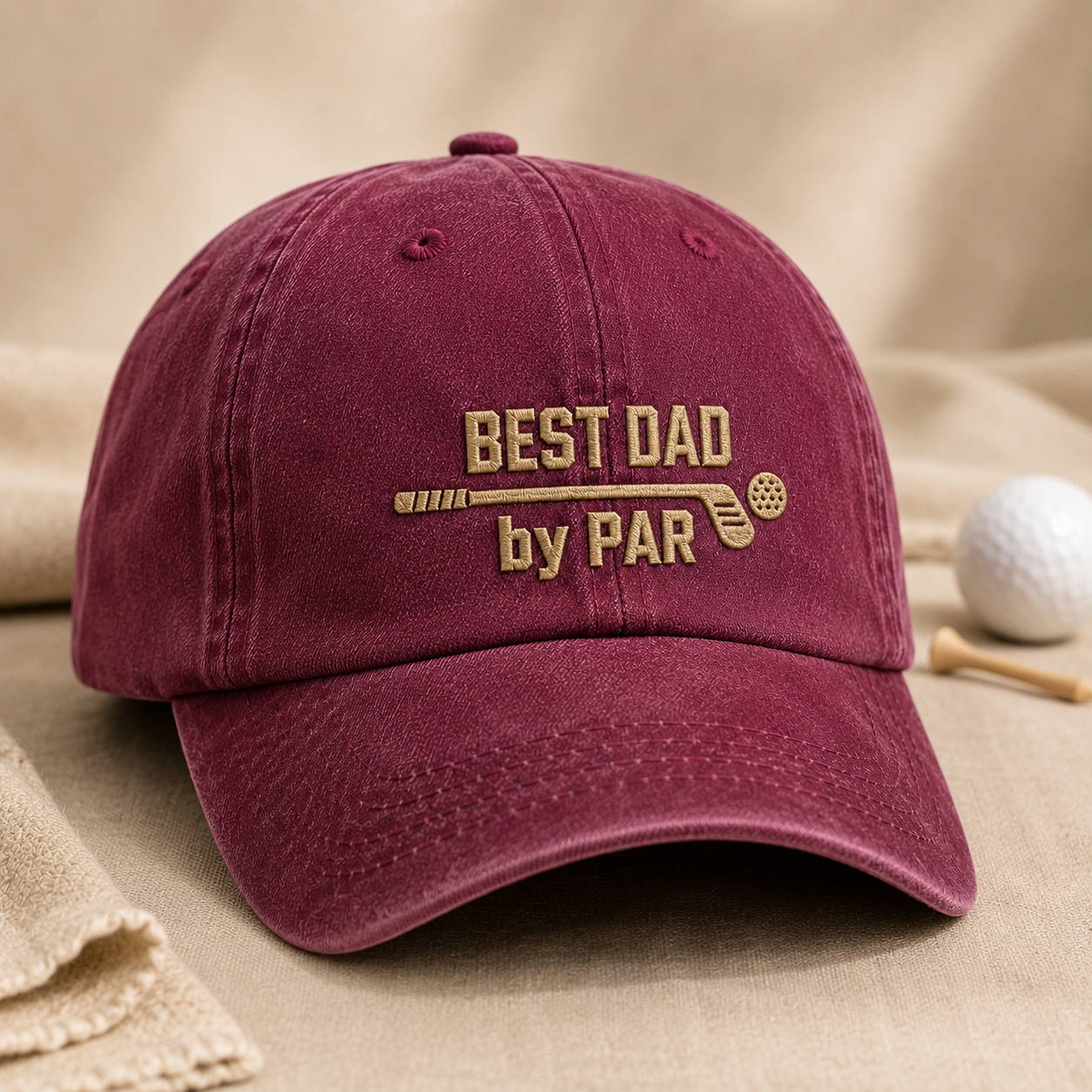 Best Dad by Par Embroidered Washed Cap, Golf Father Hat - Washed Cap - lifestyle view 2