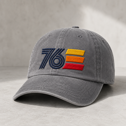 76 Retro Stripe Washed Cap, Embroidered Patriotic Dad Hat for Americana Outfits - washed cap - lifestyle view 3