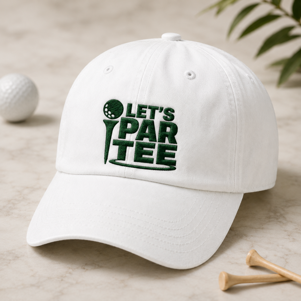 Let's Par Tee Golf Washed Cap, Funny Golf Hat for Course Days - Washed Cap - detail view
