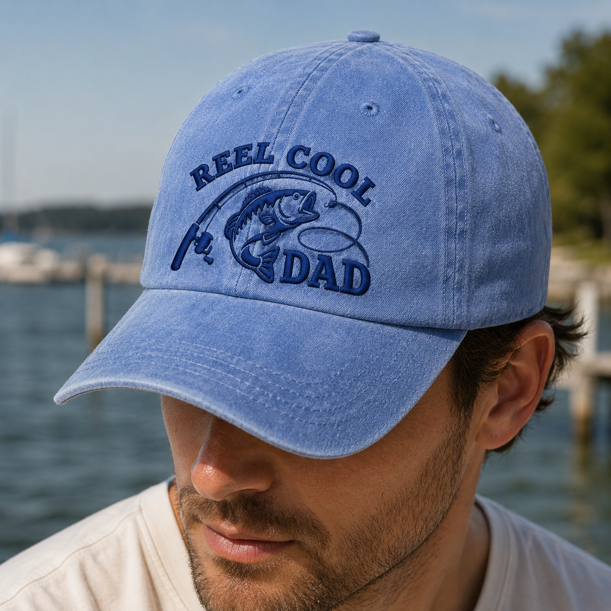 Reel Cool Dad Washed Cap, Fishing Father Gift - Washed Cap - lifestyle view 3