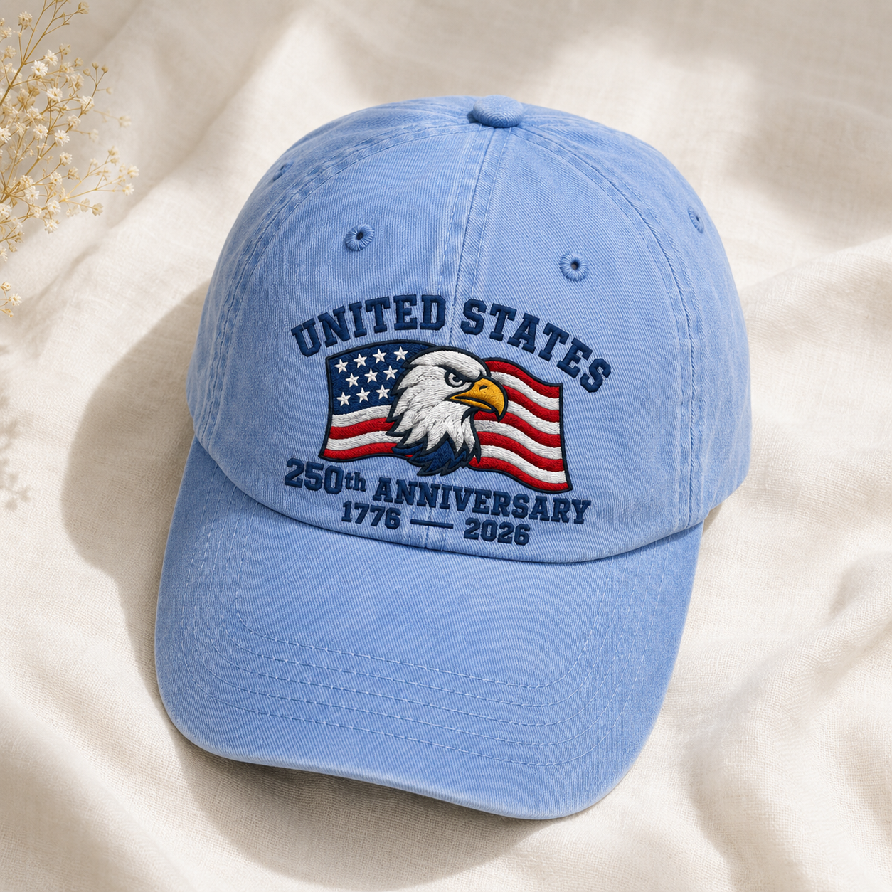 United States 250th Anniversary Washed Cap, Eagle Flag 1776 2026 Patriotic Hat - washed cap - lifestyle view 4