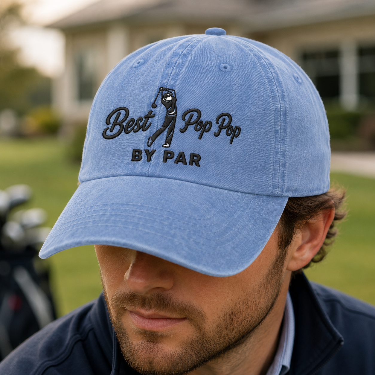 Best Pop Pop By Par Washed Cap, Golfing Grandfather Present - Washed Cap - lifestyle view 3