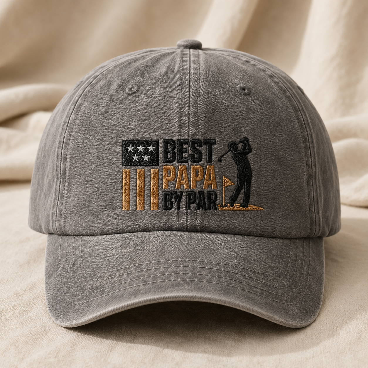Papa By Par Golf Washed Cap, Father's Day Grandpa Hat - Washed Cap - lifestyle view 2