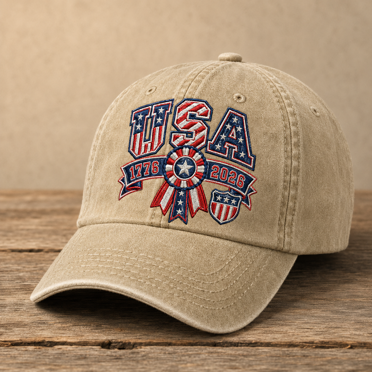 USA 1776 2026 Washed Cap, Patriotic 250th Anniversary Hat - washed cap - lifestyle view 2