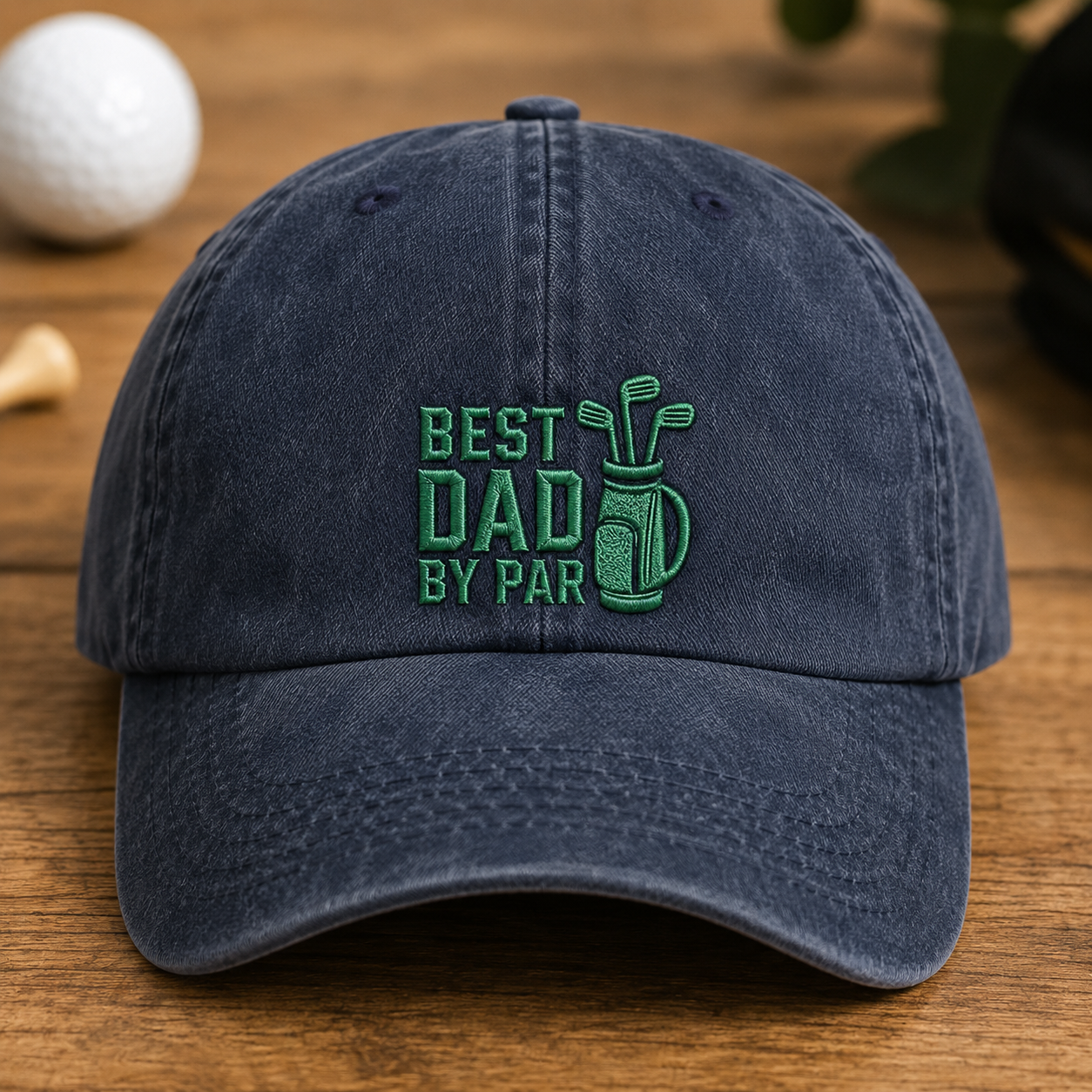 Dad By Par Golf Washed Cap, Father's Day Gift for Golfer Dads - Washed Cap - front view