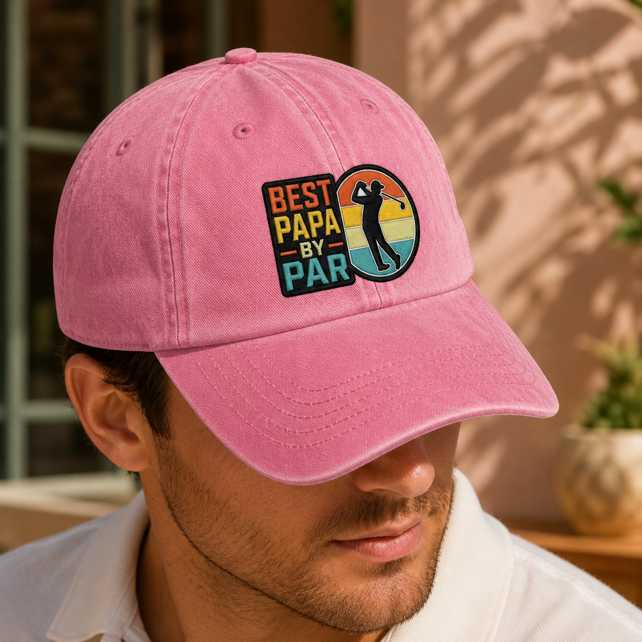 Best Papa By Par Washed Cap, Retro Golf Grandpa Hat for Father's Day - Washed Cap - lifestyle view 4