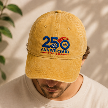250th Anniversary Washed Cap, 1776-2026 Patriotic Independence Hat - washed cap - lifestyle view 9