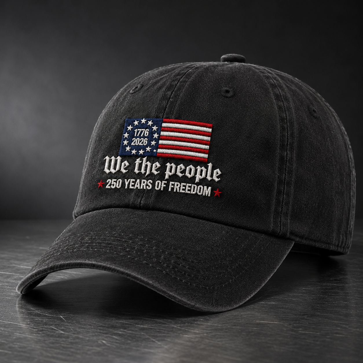 We the People 250 Years Freedom Washed Cap, Patriotic 1776 2026 America Bicentennial Hat - washed cap - lifestyle view 4