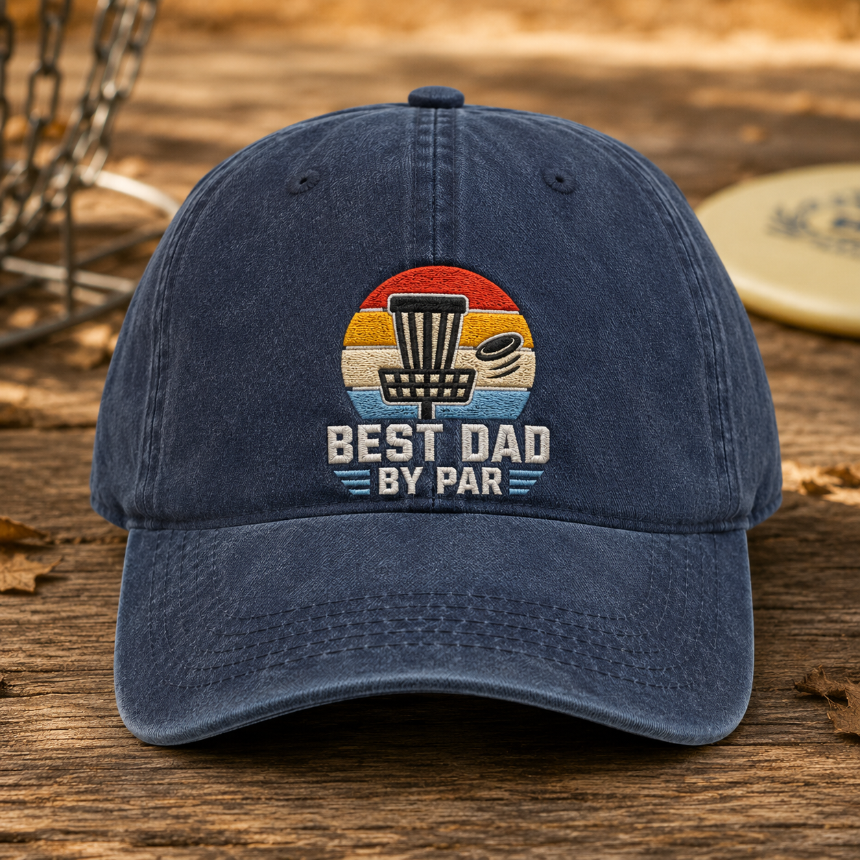 Best Dad By Par Washed Cap, Disc Golf Dad Hat, Father's Day Gift - Washed Cap - front view