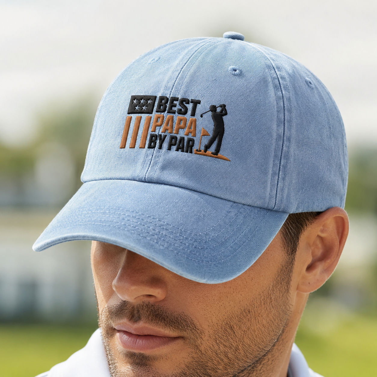 Papa By Par Golf Washed Cap, Father's Day Grandpa Hat - Washed Cap - lifestyle view 4