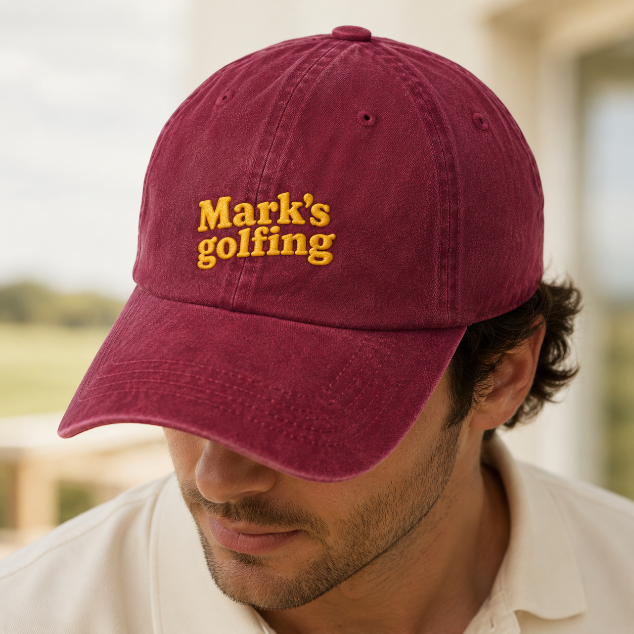 Mark's Golfing Washed Cap, Embroidered Golf Hat for Men - Washed Cap - lifestyle view 4