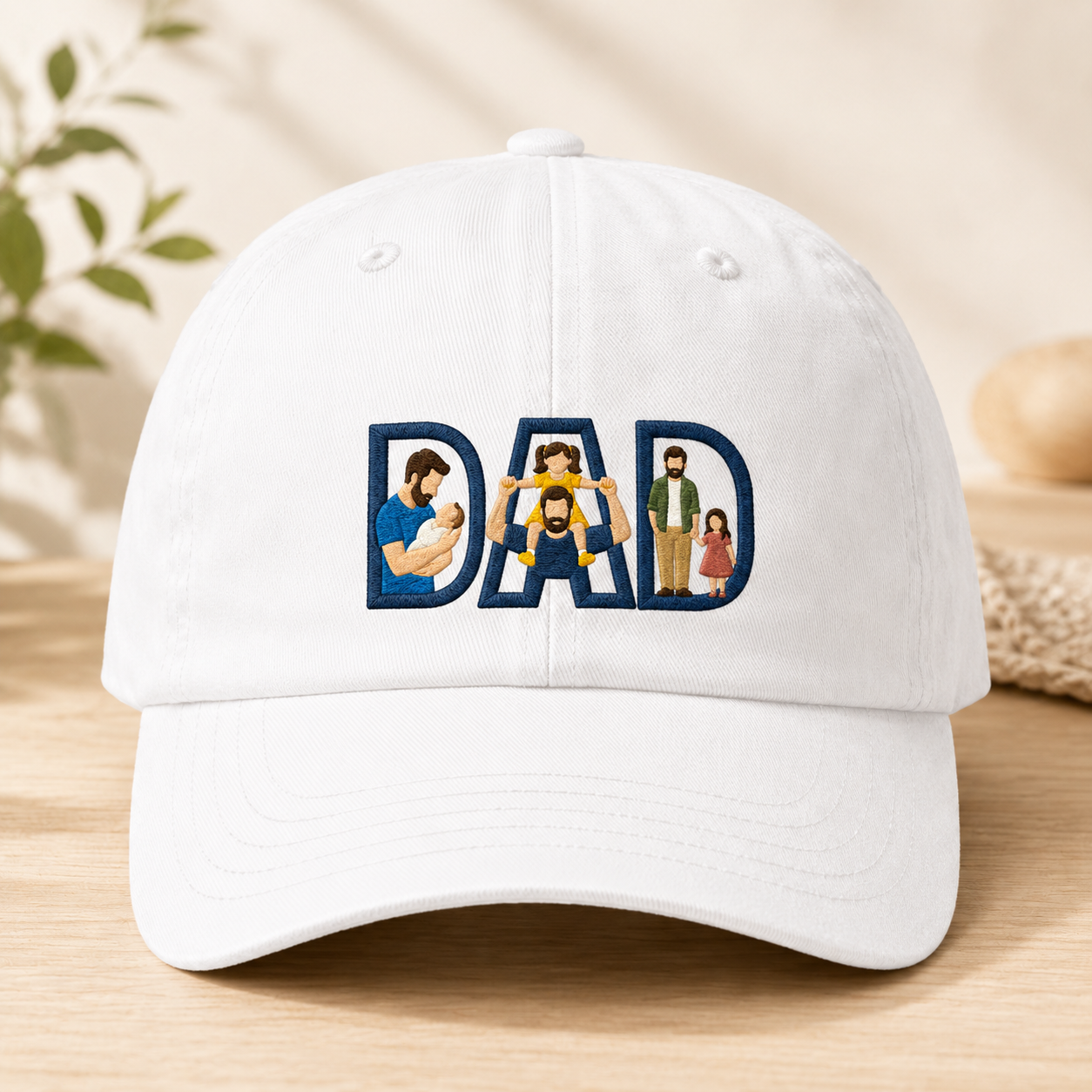 Dad Embroidered Washed Cap, Fatherhood Family Baseball Hat Gift - Washed Cap - front view