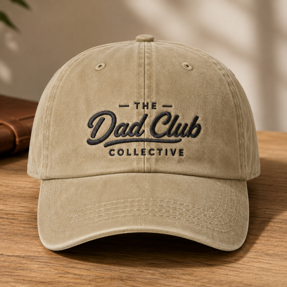 The Dad Club Collective Washed Cap, Embroidered Father's Day Hat for Dads - Washed Cap - front view