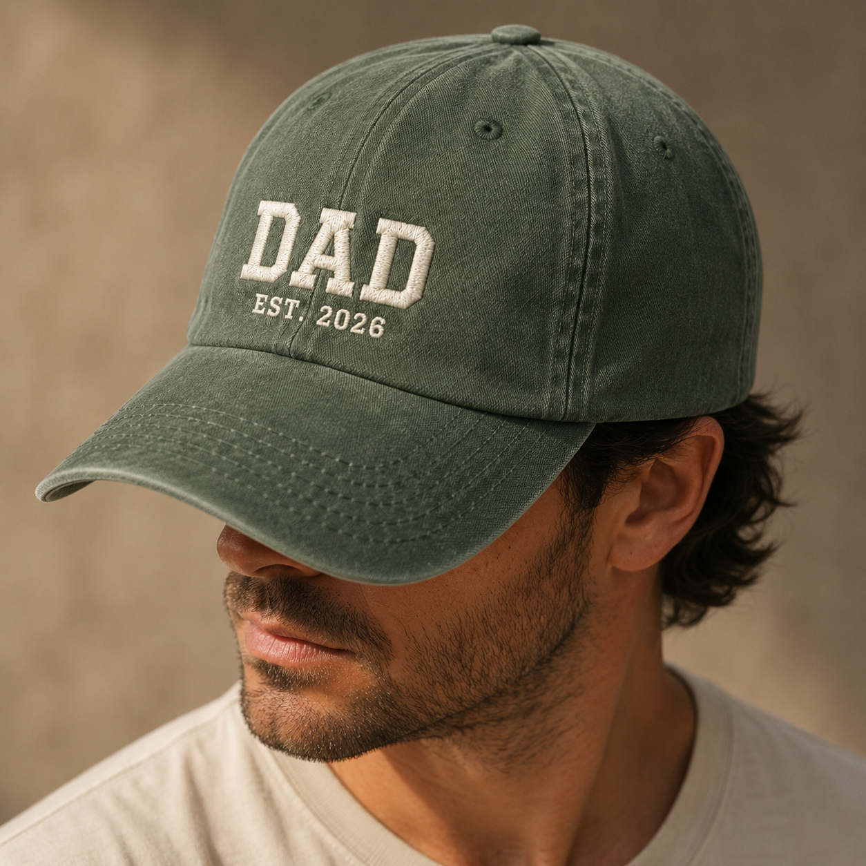 Dad Est. 2026 Washed Cap, New Father Gift Baseball Hat for Father's Day - Washed Cap - lifestyle view 8