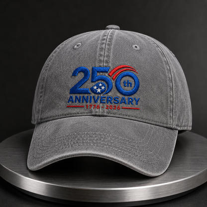 250th Anniversary Washed Cap, 1776-2026 Patriotic Independence Hat - washed cap - lifestyle view 5