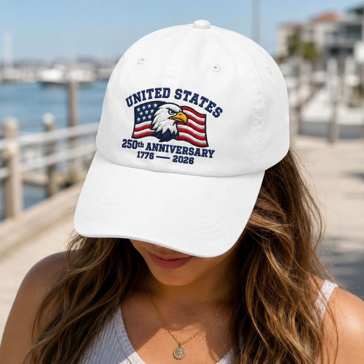 United States 250th Anniversary Washed Cap, Eagle Flag 1776 2026 Patriotic Hat - washed cap - lifestyle view 6