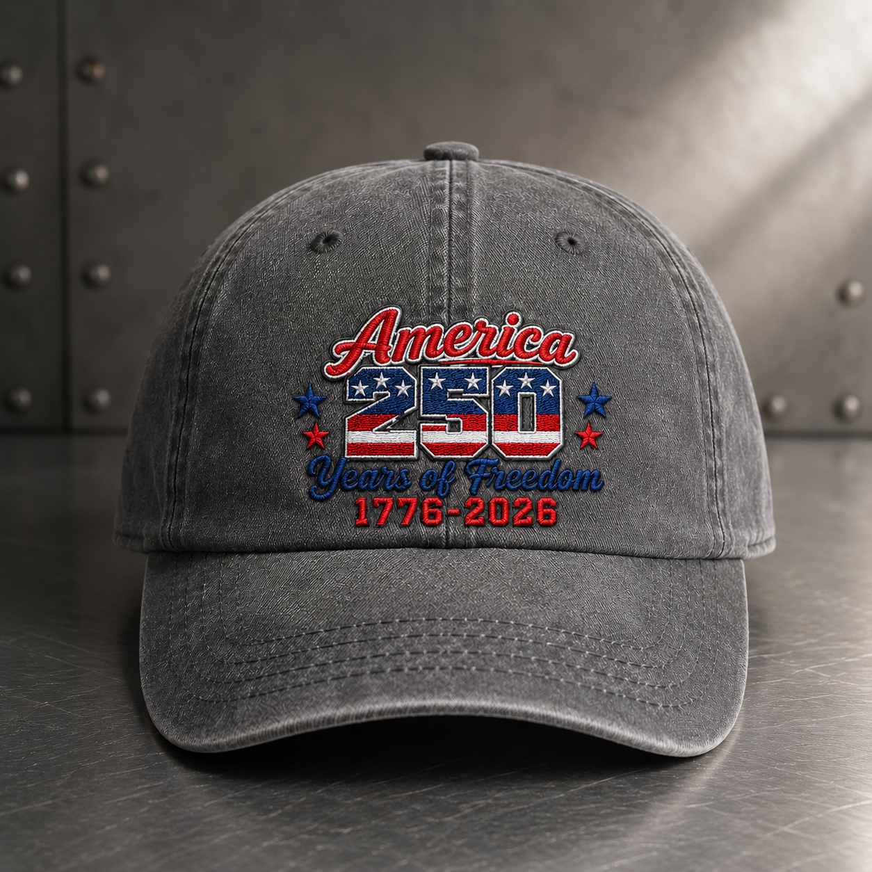 USA 250th Birthday Washed Cap, America 250 Years of Freedom 1776-2026 Patriotic Hat - washed cap - lifestyle view 4