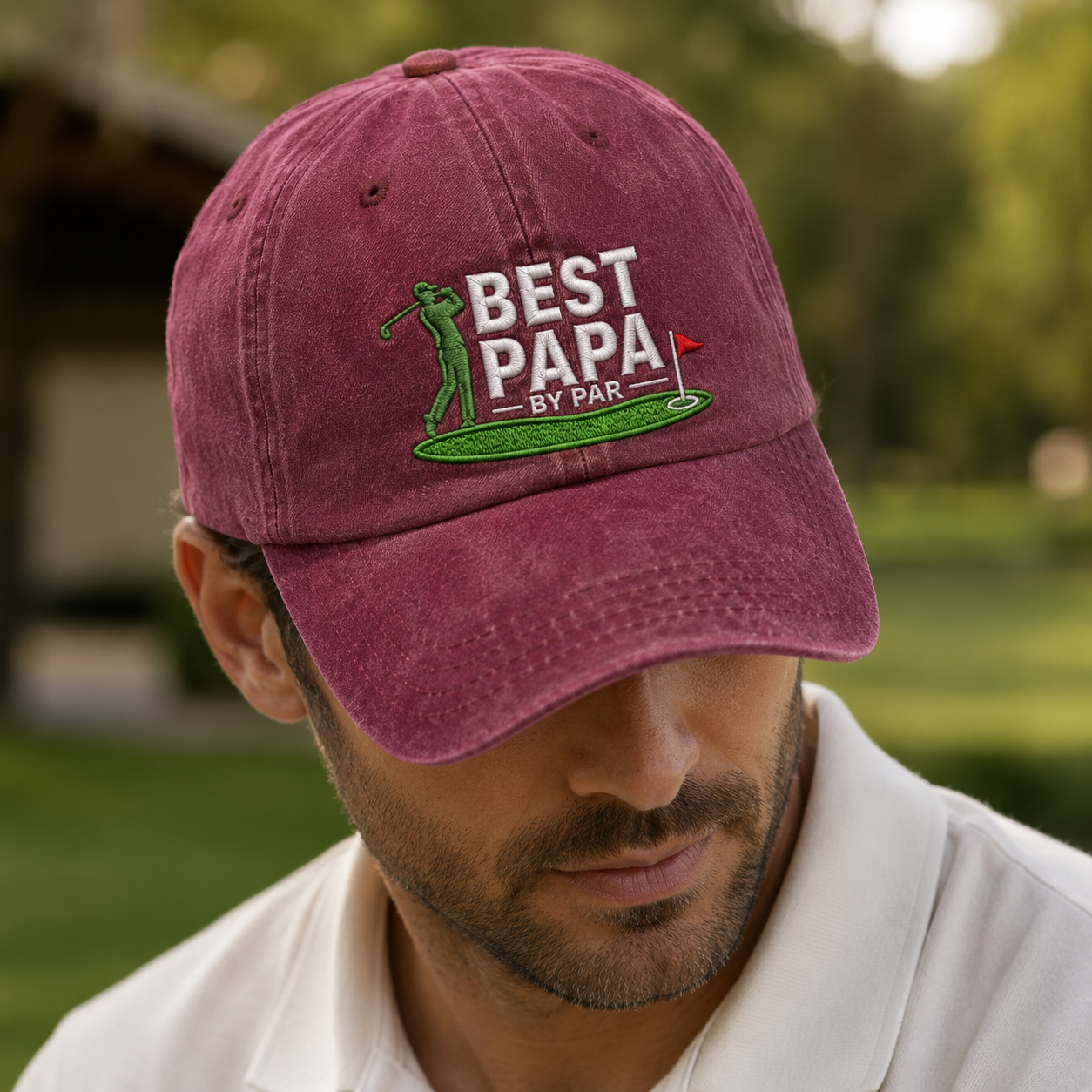 Papa By Par Golf Washed Cap, Embroidered Grandpa Father's Day Gift - Washed Cap - lifestyle view 3