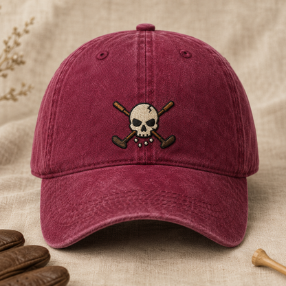 Skull Golf Clubs Washed Cap, Pirate Golfer Hat, Golf Lover Gift - Washed Cap - lifestyle view 2