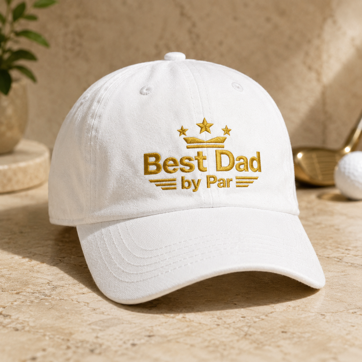 Best Dad by Par Embroidered Washed Cap, Golf Father's Day Gift - Washed Cap - front view