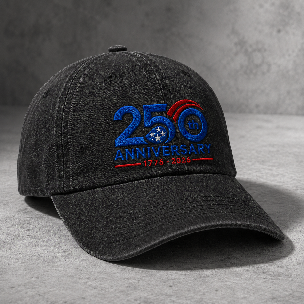 250th Anniversary Washed Cap, 1776-2026 Patriotic Independence Hat - washed cap - lifestyle view 4
