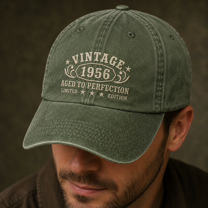 Vintage 1956 Aged To Perfection Washed Cap, Limited Edition Birthday Gift - Washed Cap - lifestyle view 9