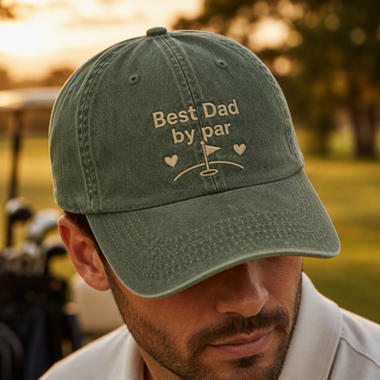 Best Dad by Par Washed Cap, Golf Father Gift Hat - Washed Cap - lifestyle view 4
