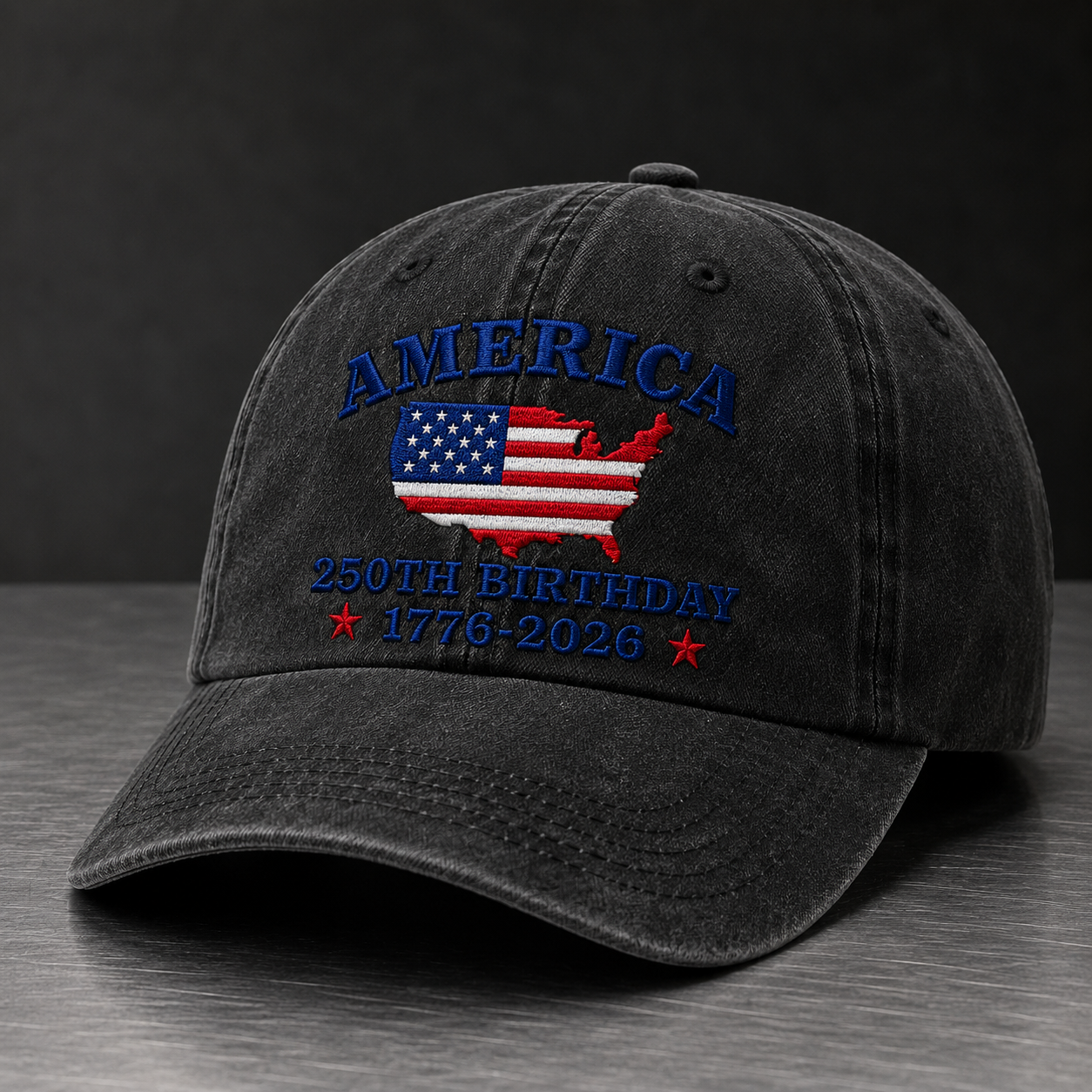 America 250th Birthday Washed Cap, Patriotic USA 1776-2026 Gift - washed cap - lifestyle view 3