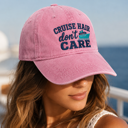 Cruise Hair Don't Care Washed Cap, Nautical Travel Dad Hat - Washed Cap - lifestyle view 3