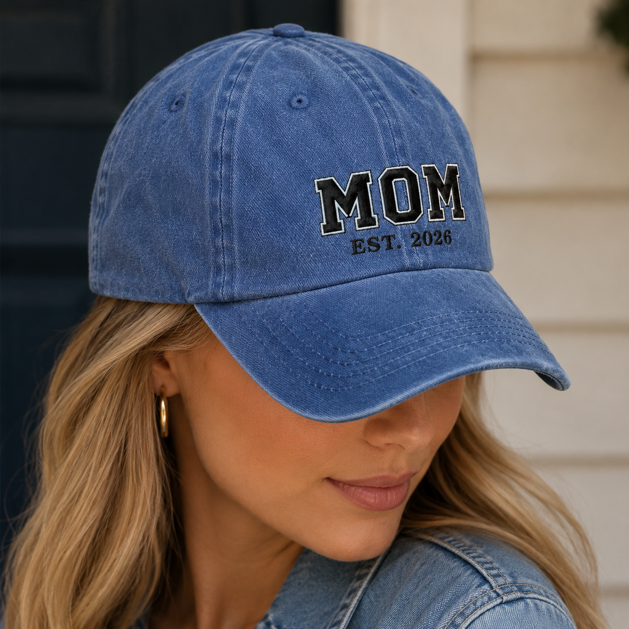 Mom Est. 2026 Washed Cap, Embroidered New Mom Baseball Hat Gift - Washed Cap - lifestyle view 8