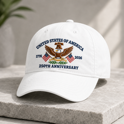 United States of America 250th Anniversary Washed Cap, 1776 2026 Patriotic Eagle Hat - washed cap - lifestyle view 2